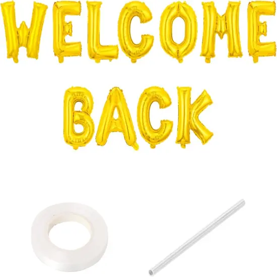 Welcome Back Foil Mylar Balloon Gold {1}
