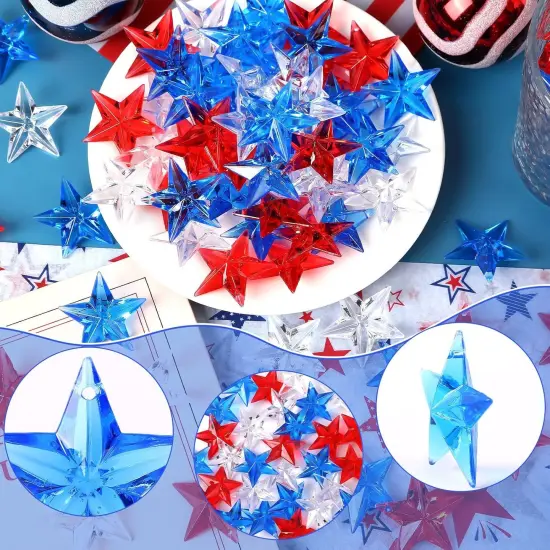 120Pcs Patriotic Acrylic Star Ornaments Vase Filler Independence Day {2}