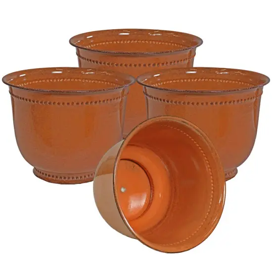 Michael Metal Planter - 14.5 in - Chestnut Glaze- Set of 4 {4}