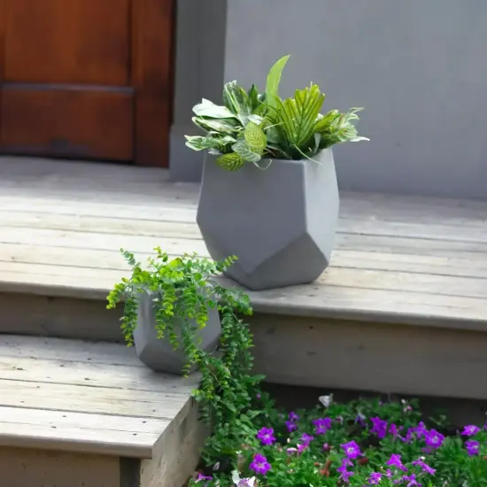 2-Piece Square-Top Cement Planters - Moondust {3}
