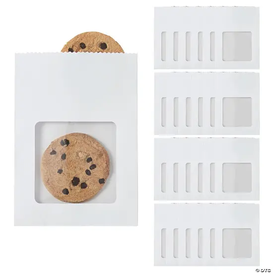 White Paper Treat Bags with Cellophane Window 5 3/4" x 8" - 24 Pc {2}