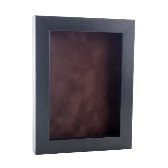 Elegant Charcoal Wood Shadow Box Frame with Acrylic Front - Brown Suede Backing, 30 Sizes {2}