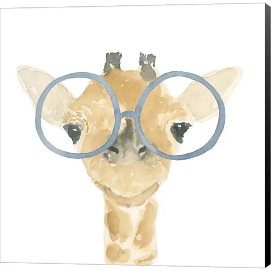 Giraffe With Glasses by Lucille Price 12" x 12" Canvas Wall Art {1}