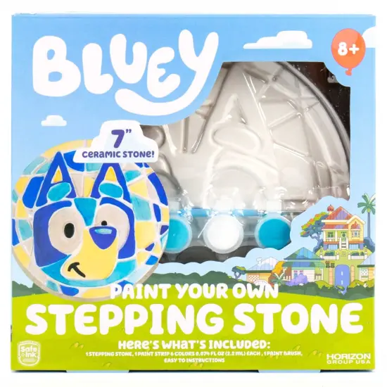 Bluey Paint Your Own Stepping Stone, Design 7 DIY Stone Art, Fun Kit for Kids, Less Mess Paintable Stones Art Set, Great Summer Activity Kids Ages 8, 9, 10, 11 {1}
