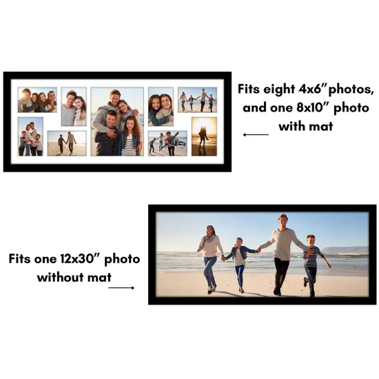 Americanflat 12x30 Collage Picture Frame - Fits One 8x10 Photo and Eight 4x6 Photos or One 12x30 Photo {10}