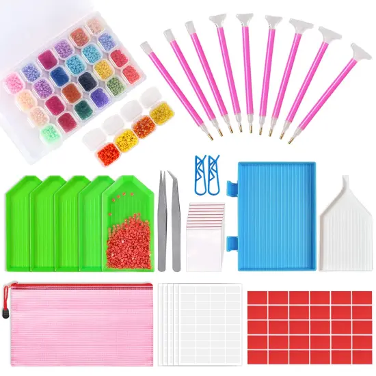 117 Pieces 5D DIY Diamond Painting Tools and Accessories Kits with Diamond Embroidery Box and Multiple Sizes Painting Pens for Adults to Make Art Craft {2}