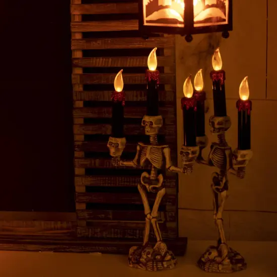 Halloween Candelabra with LED Flameless Candles Holder Battery Operated Flickering Spooky Lighting for Halloween Decorations Mental D&eacute;cor Window Centerpieces {4}