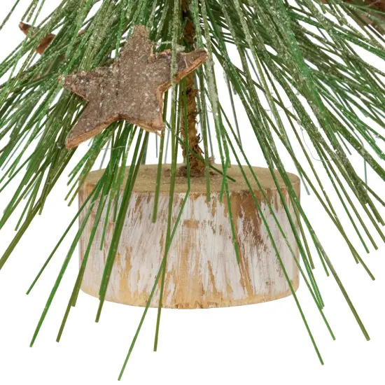 Northlight Frosted Bottle Brush Tree on Wooden Base Christmas Decoration - 13" Green {7}