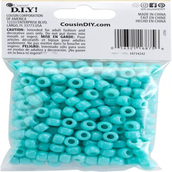 CousinDIY Fun Pack Acrylic Pony Beads 250/Pkg-Turquoise {3}
