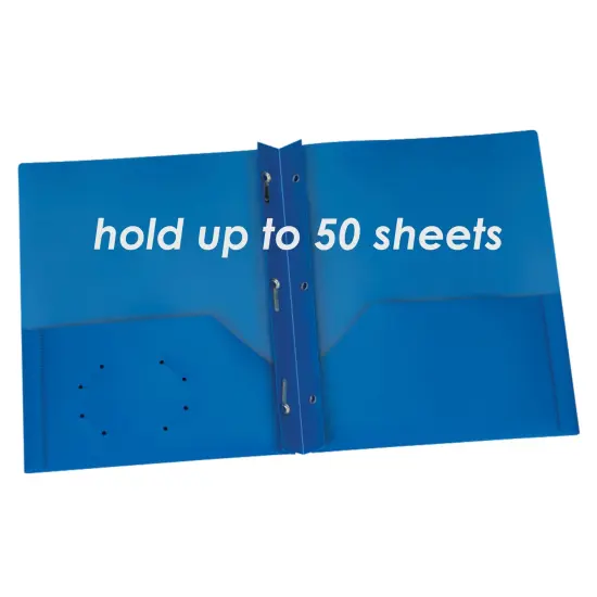 Blue Poly Two Pocket Portfolio with Prongs, Pack of 25 {2}