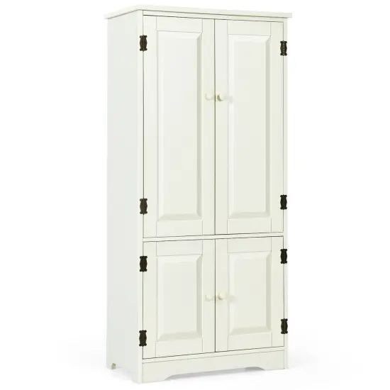 Costway Accent Floor Storage Cabinet W/ Adjustable Shelves Antique 2-Door {9}