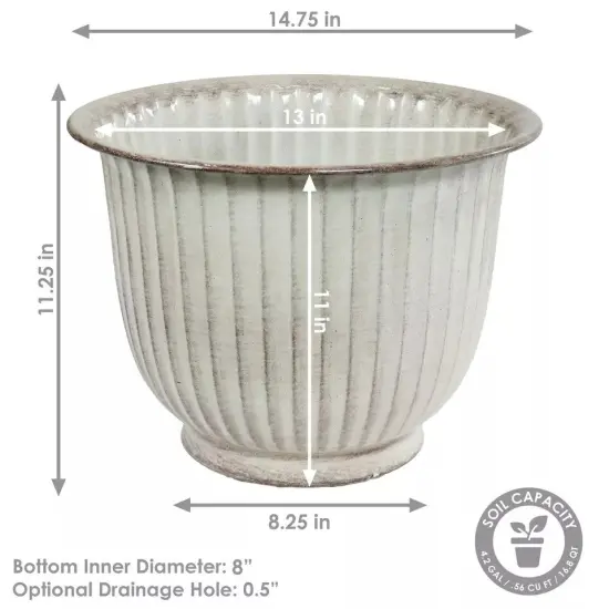 Carlotta Metal Planter - 14.75 in - White Glaze - Set of 4 {2}