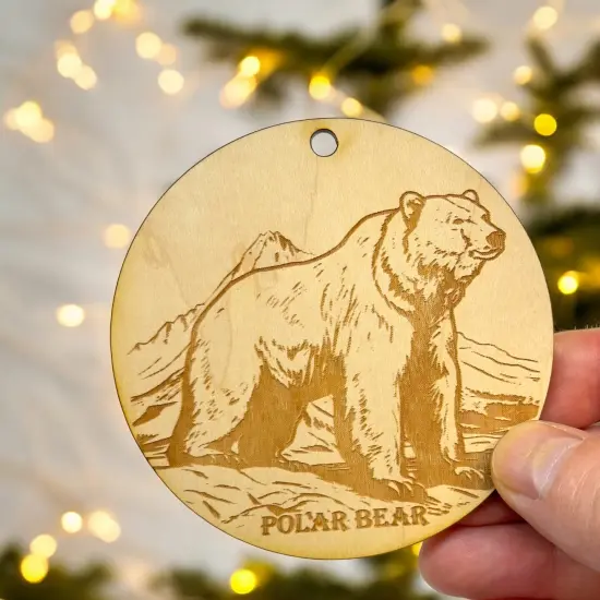Ornament - Polar Bear Raw Wood {6}