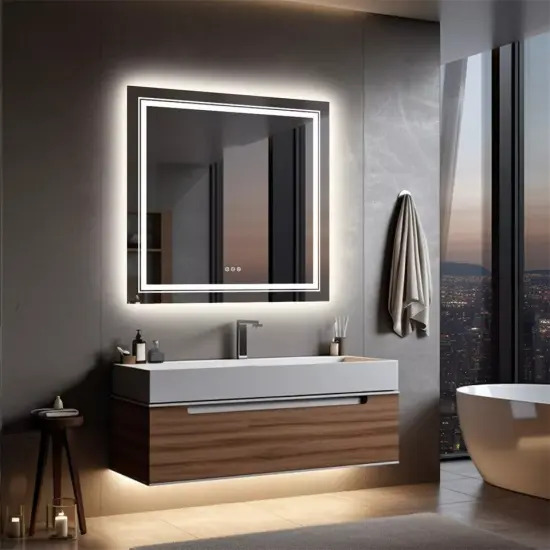 32x32" Square Led Bathroom Mirror Frameless Defogger Memory Touch Wall Mirror {3}
