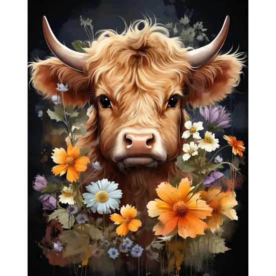 DIY 5D Diamond Painting Art Kits for Adults Highland Cow Diamond Painting Round Drill Art Craft Kits for Home Wall Decor Gifts 16x20inch {2}