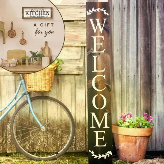 Welcome Sign for Front Door (Brown wooden design) {2}