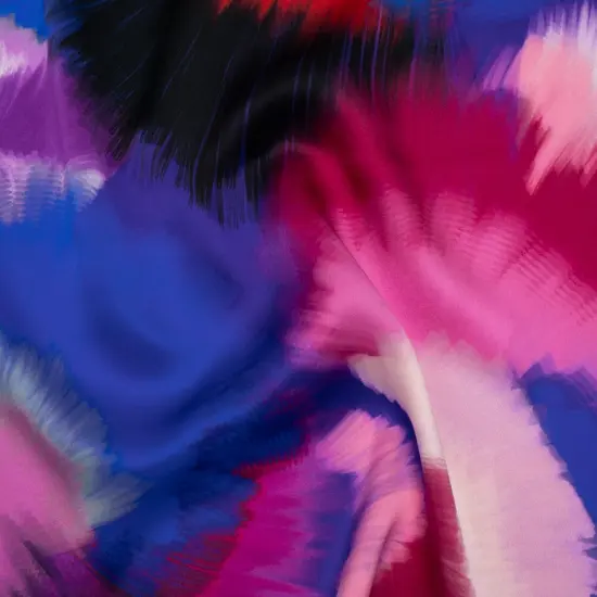 1 Yard Silk Charmeuse Painted Burst Print Italian Made Blue, Hot Pink & Red 53 Inches Width {2}