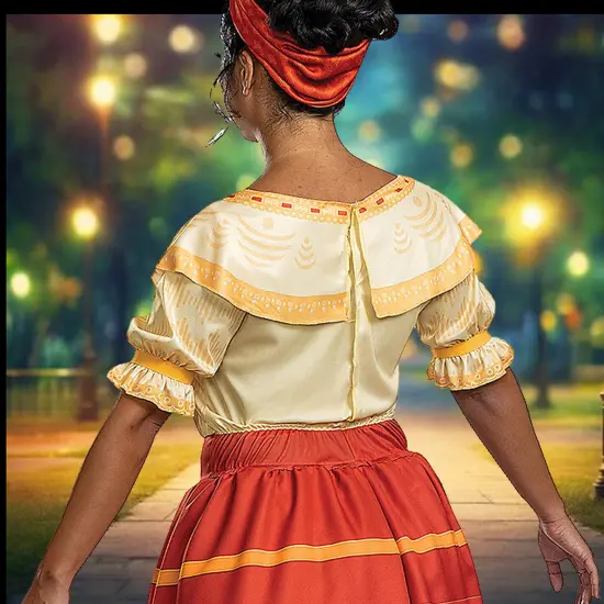 Women&rsquo;s Deluxe Dolores Madrigal Costume Ankle Length Dress Bow Headpiece {6}