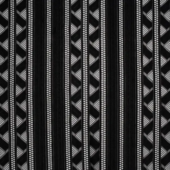 1 Yard Black Corded Lace Fabric Geometric Striped Sheer Elegant Design 52 inch Width {2}