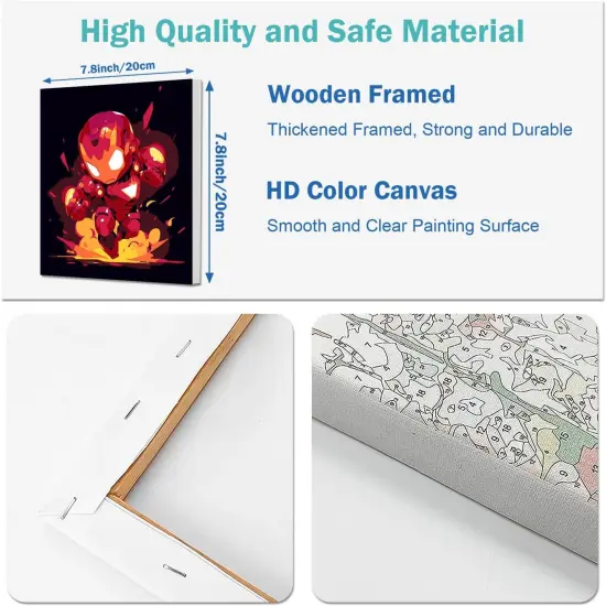 4 Pack Paint by Numbers Kit for Kids Paint by Number Kits Age 4-8 Painting Canvas for Kids Ages 8-12 Boys Framed Canvas Painting by Numbers Anime Drawing Kit Color by Numbers Kit for Kid 8x8 Inch {4}