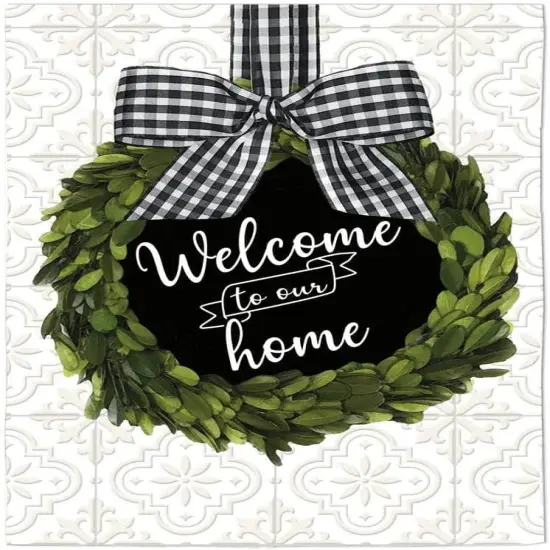 Boxwood Wreath Chalkboard Garden Flag 2 Sided {1}
