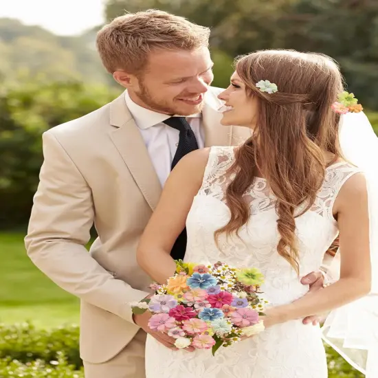 90 Pcs Mini Artificial Silk Flower Heads - Multicolor Peony, Daisy {5}