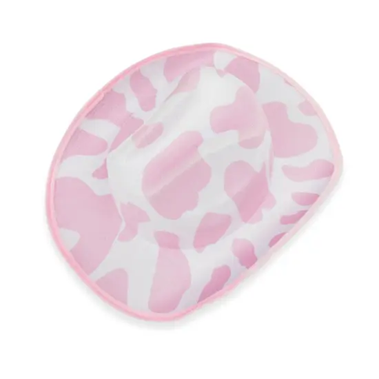 Cowboy Hat for Women, Men - Light Pink Cowgirl Hat with Cow Print Design for Birthday Party, Costume (Adult Size) {7}