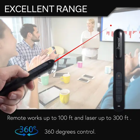 2.4G Wireless Rechargeable Presentation Remote Red Laser LED Indicator, Black {6}