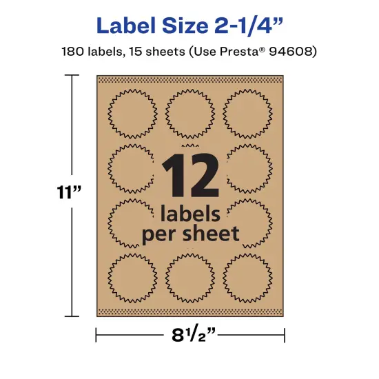 Avery Kraft Brown Starburst Labels with Sure Feed, 2.25" {5}