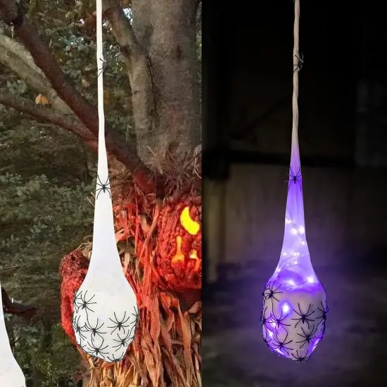 Hanging Light Up Spider Egg Sacs 3 Packs - Purple {3}