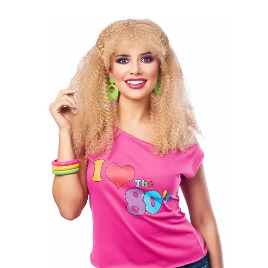 80's Crimped Adult Costume Wig | Blonde {3}