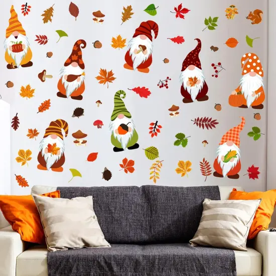 123 Pcs Fall Gnomes Wall Stickers Decals - 6 Sheets (Harvest Style) {3}