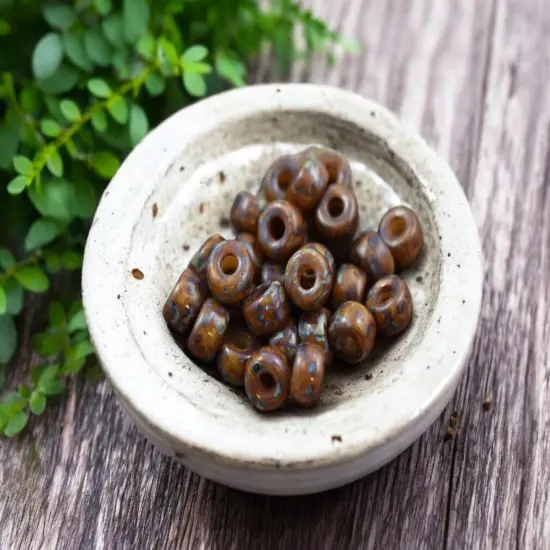 20g Opaque Camel Beige Travertine 2/0 Matubo Beads {2}