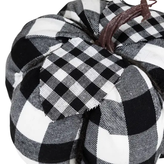 Northlight Buffalo Plaid Fall Harvest Pumpkin - 7" - Black and White {6}
