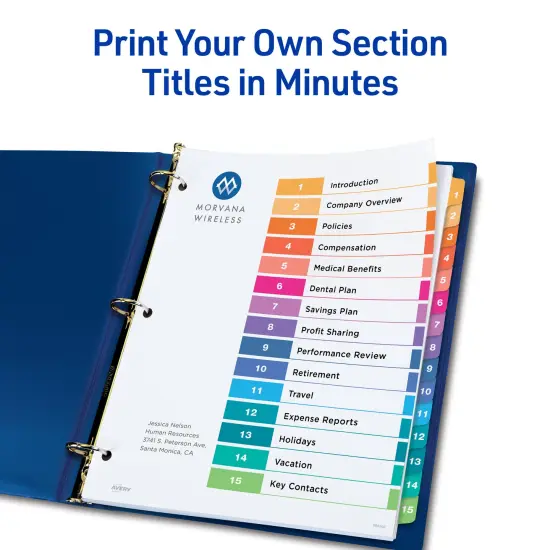 Avery Dividers for 3 Ring Binders, 15 Tabs per Set, Customizable Table of Contents, Multicolor Tabs (3 Sets of 11074) {2}