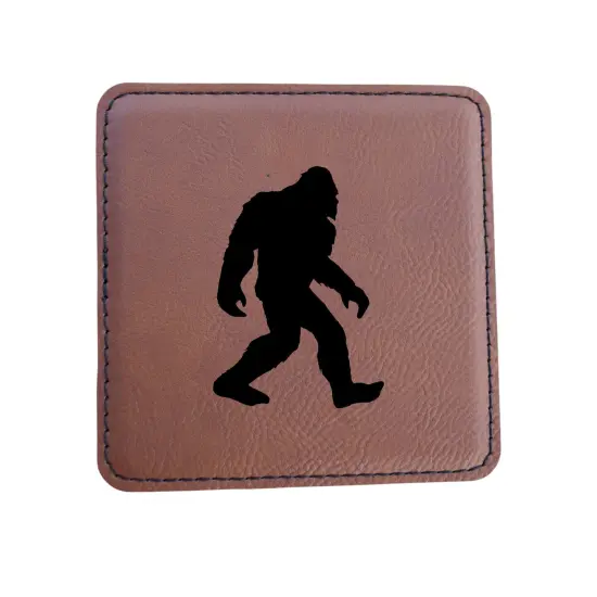 Coaster - Bigfoot Sasquatch - SET OF 2 - Leather or Stitched Cork Stitched Cork/Black {5}