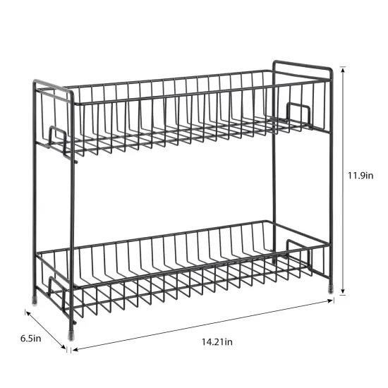 2 Tier Metal Spice Rack Freestanding Spice Storage Shelf, Black {2}