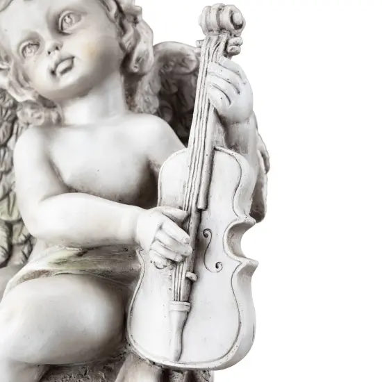 Northlight 14.75" Set of 2 Cherub Angels with Instruments Outdoor Garden Statues Gray {6}