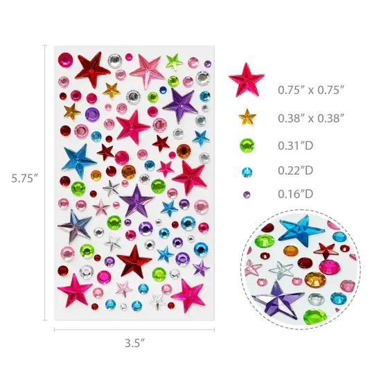 Wrapables 327pcs Acrylic Self Adhesive Crystal Rhinestone Gem Stickers, DIY, Arts & Crafts Supplies (3 sheets), Stars {2}