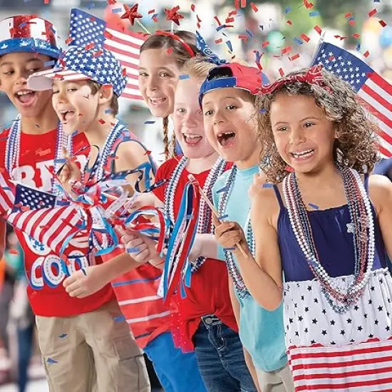 4E's Novelty 72 PackNecklace Necklace&ndash; Red White and Blue Necklace for 4th of July Accessories {4}