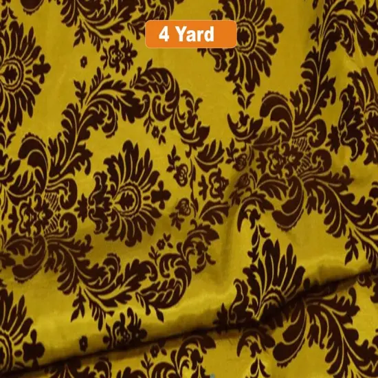 60" Wide Damask Flocking Taffeta Fabricfor Curtains Apparel and Decor Yellow Damask {1}