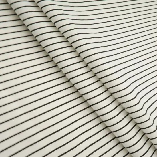 1 Yard Stretch Poplin Stripe Print Fabric 57/58&Prime; Wide Cotton Spandex Blend BLACK {4}