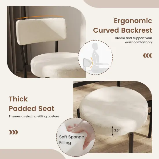 Dining Chair Set of 2 with Curved Backrest and Padded Seat for Comfort White {6}