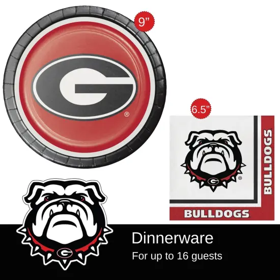 University of Georgia Party Supplies Bundle with UGA Plates and UGA Napkins - Serves 16 {3}