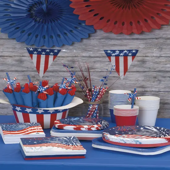 Patriotic Fireworks 4th of July Round 9" Dinner Plates - 8ct {3}