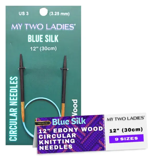Blue Silk | 12" Circular Knitting Needles | Ebony | 9 Sizes {2}