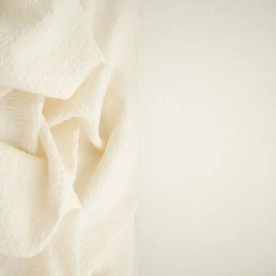 1 Yard Crinkle Check Solid Woven Fabric, 57/58&Prime; Wide Polyester Elastane Blend WHISPER WHITE {1}