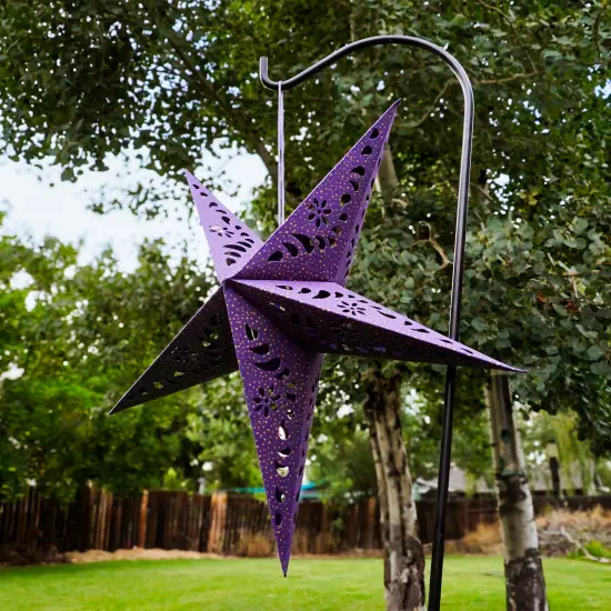 In the Breeze 9175 — Purple Paper Star Lantern — Hanging Party and Home Décor with Painted Gold Accents — Handmade, Dyed Paper {4}