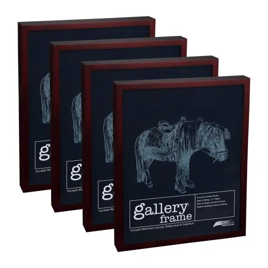 Ambiance Gallery Wood 1.5" Deep Picture Frames - 8-1/2 x 11" - 8 Pack Mahogany Wood Frame, Shatter-Resistant Acrylic Glazing & MDF Backing, Horizontal or Vertical Wall Display {1}