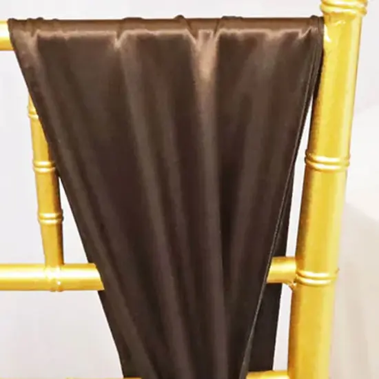 10 Pieces Chocolate Satin Chair Sashes 8"x108" Rich Brown Decor Wraps {5}